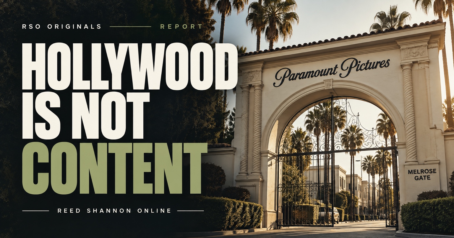 Hollywood Is Not Content thumbnail featuring the Paramount Pictures Melrose Gate in Hollywood